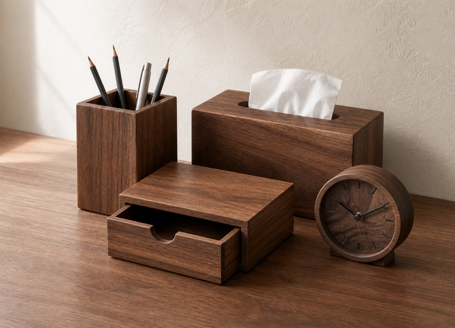 Walnut desk organizer