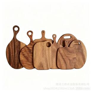 Wood serving paddle set